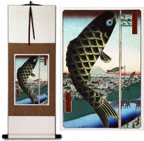 Fish Windsock<br>Japanese Woodblock Print Repro<br>Hanging Scroll