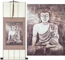 Stone Buddha Print Hanging Scroll