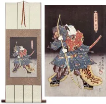 Samurai Saitogo Kunitake<br>Japanese Woodblock Print Repro<br>Hanging Scroll