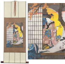 View from the Garden Japanese Woodblock Print Repro Wall Scroll