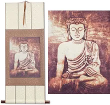 Stone Buddha Print Wall Scroll