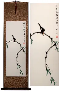 Fresh Breeze Bringing Spring Green to Fill Your Eyes<br>Bird on Branch<br>Wall Scroll