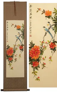 Spring Abundance Bird and Flower Wall Scroll