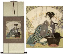 Cherry Blossom<br>Sakura Bana<br>Woodblock Print Repro Wall Scroll