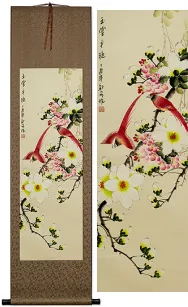 Gorgeous Color of Magnolia  Birds and Flowers Scroll
