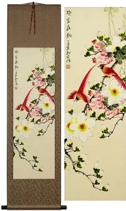 Gorgeous Colors Shadow  Birds and Flowers Scroll
