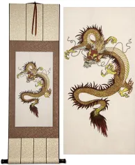 Dragon Print on Unryu Paper Wall Scroll
