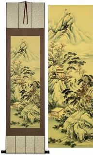Winter in the Mountain Village Ancient Chinese Landscape Print Scroll