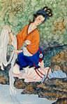 This is one of the four famous beauties of China.  We sell lots of asia watercolor art just like this on our website.