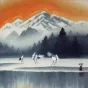 Tian Mountain Snowscape Painting