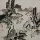 Jiang Feng's Drinking Tea with a Beauty<br>Abstract Chinese Art