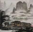 Asian River Boat Landscape Asian Art