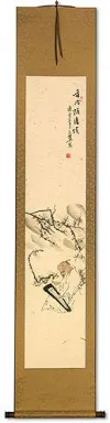 Old Man Playing the Guqin Among Plum Blossoms - Wall Scroll