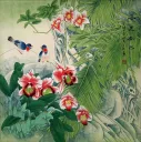 Spring Abundance Birds and Flowers Elegant Large Painting