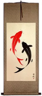 Large Yin Yang Fish - Chinese Scroll