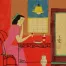 Woman Drinking<br>Chinese Modern Art Painting