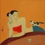 Asian Woman Book and Cat<br>Asian Modern Asian Art Painting