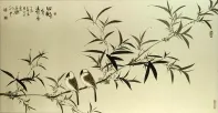 Birds on Branch  Large Asian Art