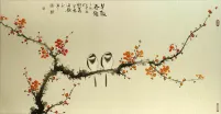 Coming of Spring<br>Large Bird and Flower Painting