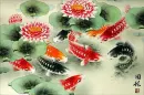 Koi Fish and Lotus Flower Colorful  Art Painting