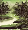 Auspicious Cranes Return Home<br>Asian Crane Landscape Painting