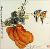 Chinese Birds and Pumpkin Painting