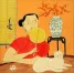 Asian Woman and Cat  Modern Art Painting