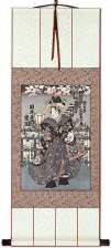 Shigeoka Geisha - Japanese Woodblock Print Repro - Wall Scroll