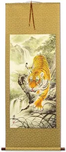 Prowling Chinese Tiger Wall Scroll