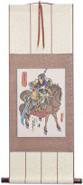 Warrior Saint on Horseback - Kanu - Japanese Woodblock Print Repro - Wall Scroll