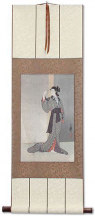 Courtesan with a View of the Rain - Japanese Woodblock Print Repro - Wall Scroll