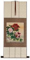 Elegant Peony Flowers - Chinese Scroll