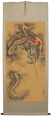 Flying Asian Dragon Very Large Asian Scroll
