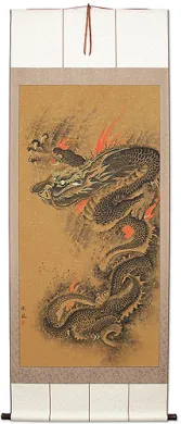 Coiled Flying Asian Dragon Extra-Large Wall Scroll