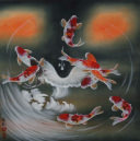 Nine Koi Fish Masterpiece Painting