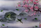 Asian Frogs and Plum Blossom Painting