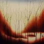 Sunset Dyes the Forest with Color Asian Painting