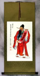 God of Prosperity Oriental Wall Scroll