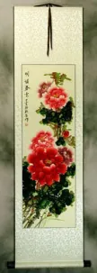 Delightful Springtime -  Peony Flower Wall Scroll