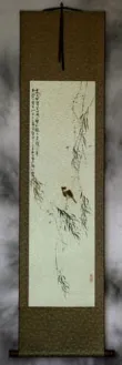 Bird Song in the Mountains - Bird and Flower Wall Scroll