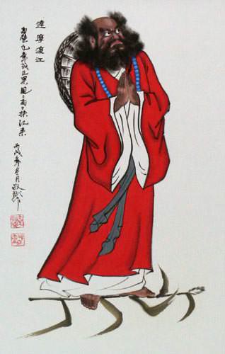 Damo Buddha Wall Scroll close up view