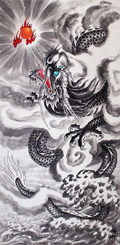 Really Big Dragon Wall Scroll close up view