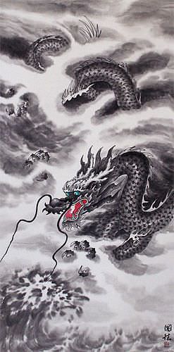 Dragon Wall Scroll close up view
