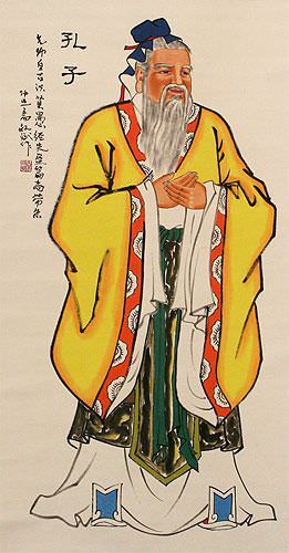 Great Sage Confucius Wall Scroll close up view