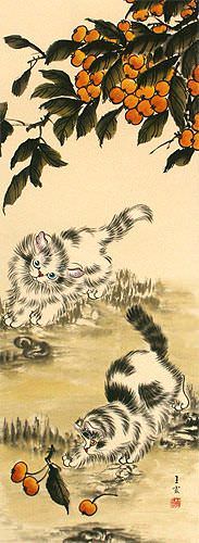 Kittens Wall Scroll close up view