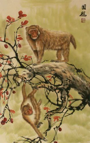 Monkeys Wall Scroll close up view