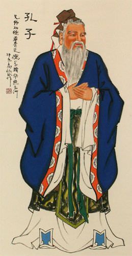 Great Sage Confucius Wall Scroll close up view