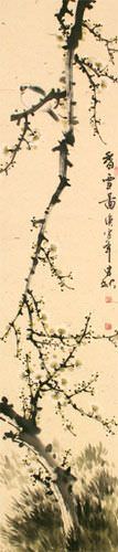 Plum Blossom Wall Scroll close up view