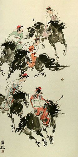 Polo Horse Wall Scroll close up view