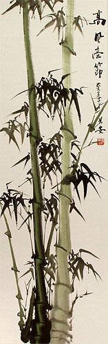 Colorful Asian Bamboo Wall Scroll close up view